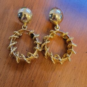 Vintage Gold Hoop Earrings - For Pierced Ears